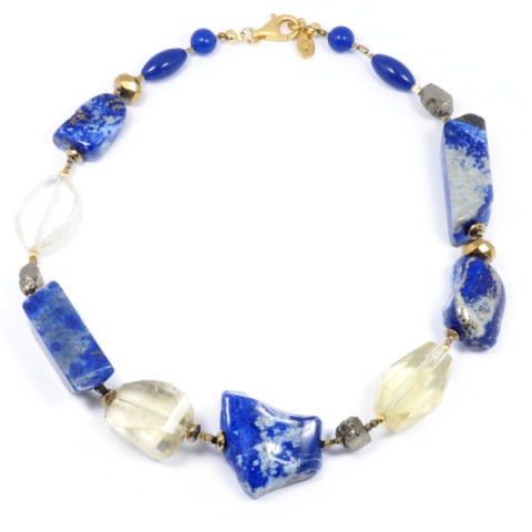Lewanowicz ROLLING STONES NECKLACE MADE WITH LAPIS, CITRINE